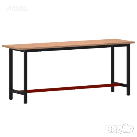 vidaXL Работна маса 200x55x81,5 см масивно дърво бук и метал(SKU:3188907)
