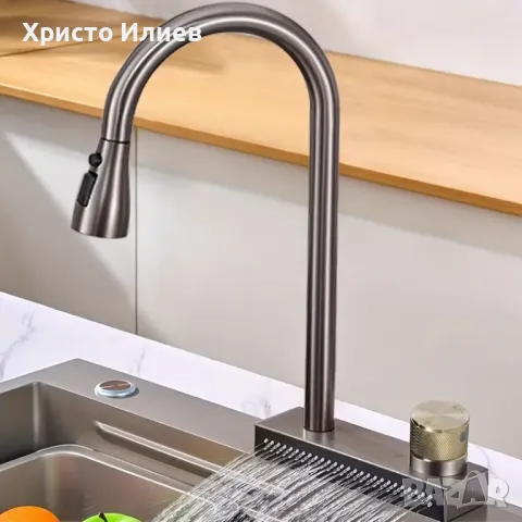 Мултифункционален смесител за кухня с функция водопад изтеглящ се, снимка 4 - Смесители - 49377385