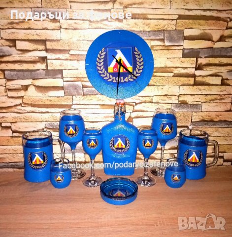 Подарък за мъж- ръчно декорирана бутилка с отбор "ЛЕВСКИ"., снимка 5 - Футбол - 38920861