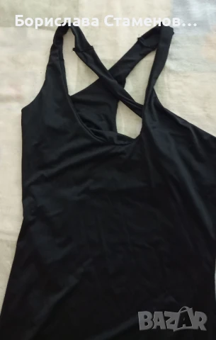 Черна парти рокля с прорези  и преплитащи се презрамки, снимка 2 - Рокли - 48875101