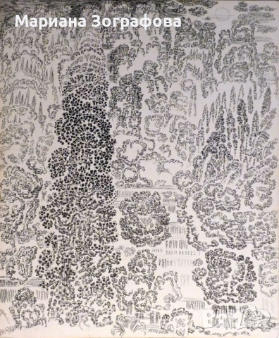 Картина-офорт, худ. Т. Манолов 1988 г., - Графики - худ. М. Зографова, - и Голяма дървена рамка, снимка 6 - Антикварни и старинни предмети - 49137840