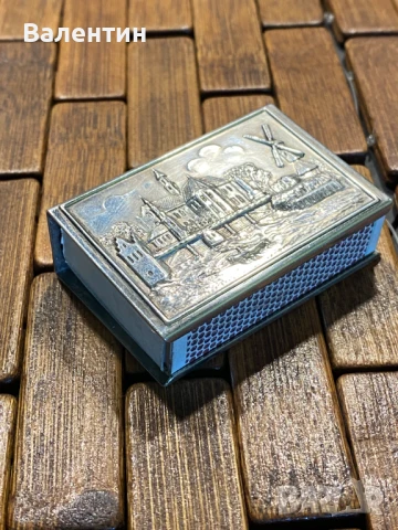 #1002# Държач за кибритена кутийка. Винтидж. Посребрен. От Холандия.