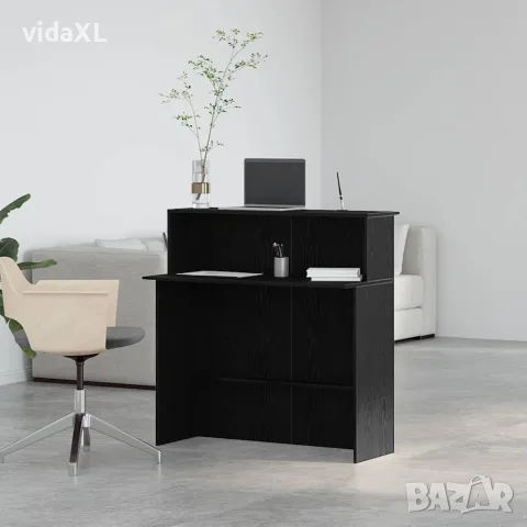 vidaXL Рецепционно бюро черно 100x50x103,5 cm Инженерна дървесина, снимка 4 - Бюра - 56148291