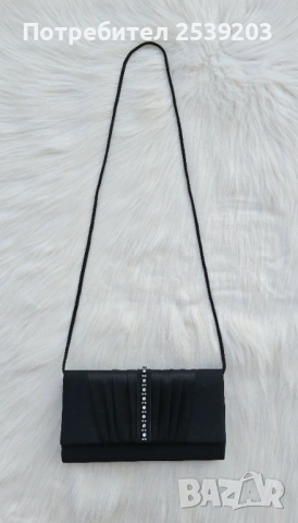 Дамска чанта клъч черен сатен с камъни  , снимка 4 - Чанти - 53919203