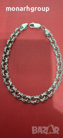 Сребърна гривна, снимка 2 - Гривни - 54063302