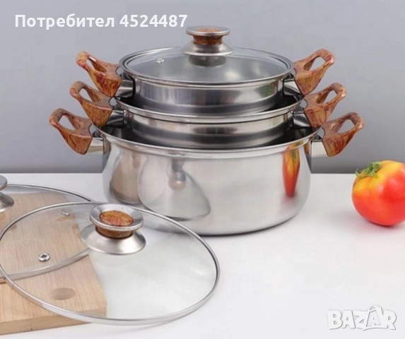 Кухненски комплект за готвене с охлаждащи дръжки, 12 части, снимка 2 - Съдове за готвене - 47903911