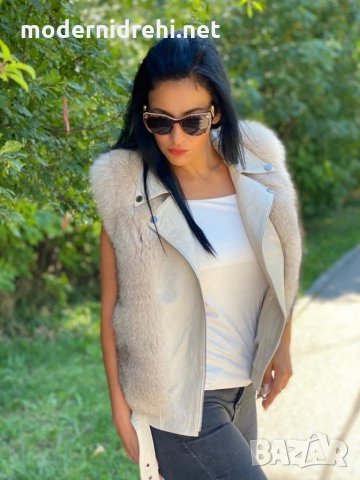 Луксозно палто от Агнешка кожа и естествен Лисица , снимка 2 - Палта, манта - 29971274