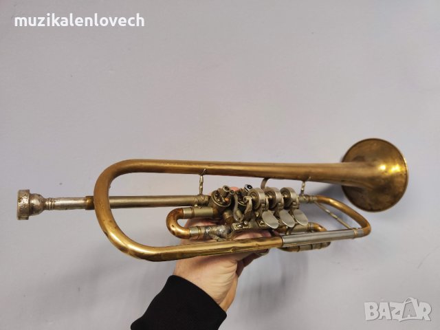 WELTKLANG Vintage Rotary Trumpet DDR - Ротари Б Тромпет  /ОТЛИЧЕН/, снимка 1 - Духови инструменти - 44257492