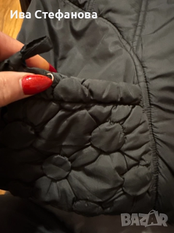  Страхотно  черно кукленско кокетно  ново елегантно шушляково яке баклавички широка шал яка Л/ХЛ, снимка 3 - Палта, манта - 52626179