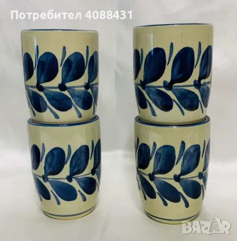 39 лв 7 части Арт керамика комплект Gollhammer ceramics GK Austria Art Pottery Blue Pitcher Set, Ost, снимка 3 - Вази - 47361974