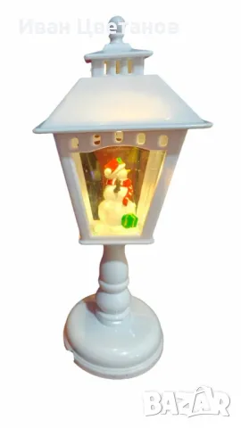 Коледен декоративен фенер с падащ сняг и светодиодно осветление, снимка 3 - Декорация за дома - 47674440