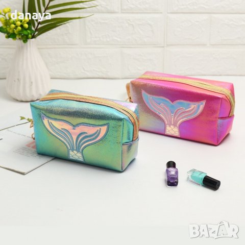 1532 Лъскав несесер чантичка за гримове и козметика Русалка, снимка 4 - Портфейли, портмонета - 29226240