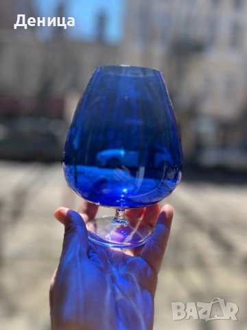 Прекрасни чаши за бренди💙 Големи, сини и много красиви Красив и много плътен звук при наздравица , снимка 6 - Чаши - 54337050