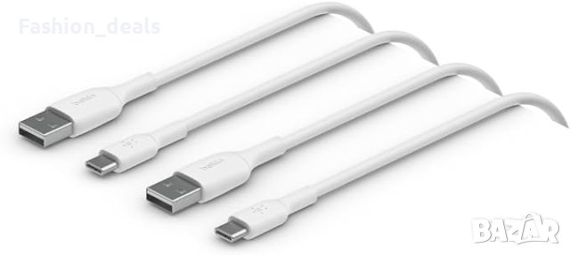 Нов Belkin комплект от 2 броя USB C към USB A кабел за зареждане телефон по 1 метър