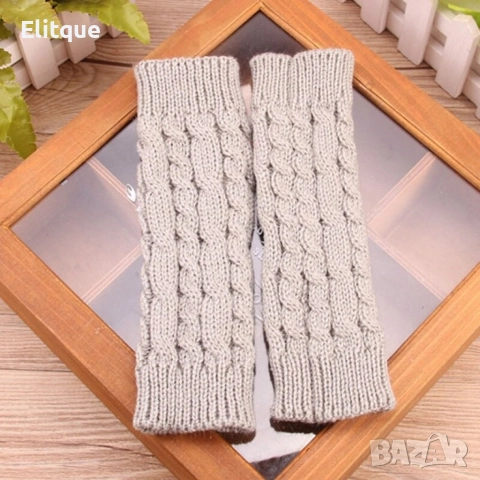 Дамски плетени вълнени ръкавици без пръсти, снимка 3 - Ръкавици - 52644448