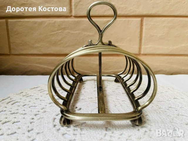 Красива посребрена поставка за 6 филийки от Англия, снимка 4 - Антикварни и старинни предмети - 53291174