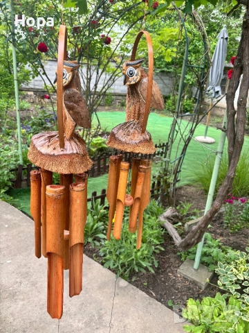 Вятърен звънец от дърво Бухал. 60см. и 80см., снимка 2 - Градински мебели, декорация  - 41700684