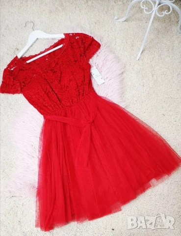 🌷Разкроена дамска рокля с дантела и тюл , снимка 7 - Рокли - 50622898