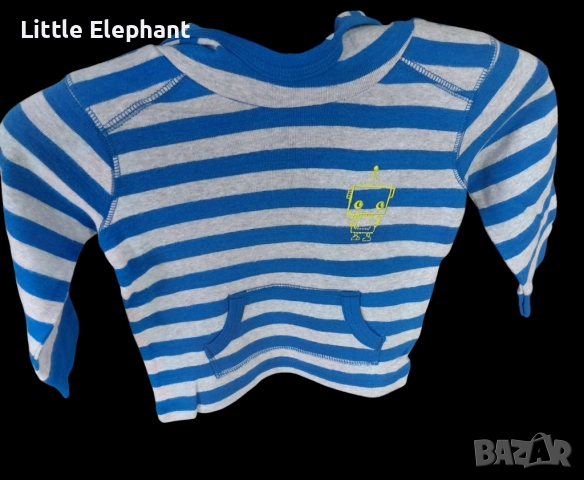 Суитчер с качулка за 9-12 месеца роботче райе сиво и синьо райе,колекция"Famous"/,Англия/нова