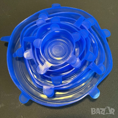 Комплект от 6 броя силиконови капаци за храна