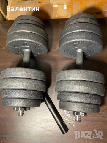 Дъмбели с обща маса 30кг с лост, снимка 3 - Фитнес уреди - 52671813