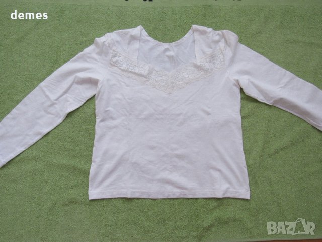  Бял дамски корсаж с дълъг ръкав, нов, размер М