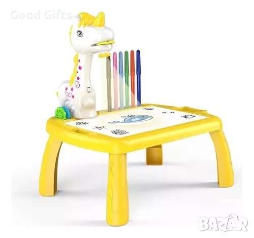 Детска маса с проектор Еднорог + Аксесоари, снимка 7 - Рисуване и оцветяване - 42832562