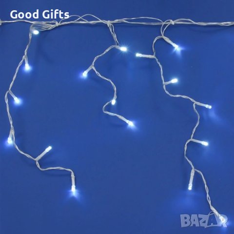 Коледни лампички Завеса, 200 LED, Студено бяло, Прозрачен кабел