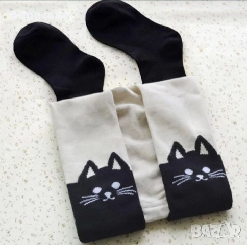 Детски памучен чорапогащник с котка, снимка 5 - Детско бельо и бански  - 34874579
