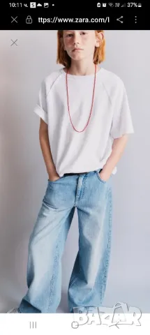 Дънки с широк крачол Zara , снимка 2 - Детски панталони и дънки - 48650199