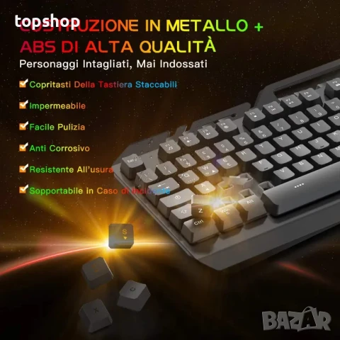 НОВА Геймърска клавиатура WisFox с подсветка, версия 2023 г., снимка 5 - Клавиатури и мишки - 50525571