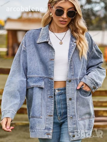 Модно дамско универсално свободно класическо дънково яке, 3цвята , снимка 8 - Якета - 42097370