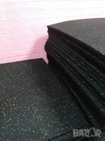 Гумена настилка/Каучукова Фитнес Плоча 100x100x2см- Жълти или сини пръски