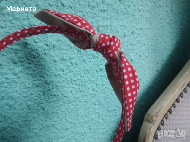 Червена Диадема с панделка Аксесоари за коса Ръчна Изработка Червена Диадема с бели точки , снимка 3 - Аксесоари за коса - 40458748