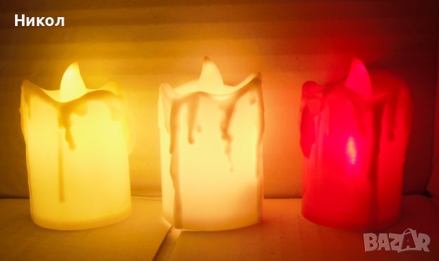 LED свещи, 3 цвята.