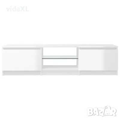 vidaXL ТВ шкаф с LED осветление, бял гланц, 140x40x35,5 см(SKU:804298), снимка 4 - Шкафове - 48914371