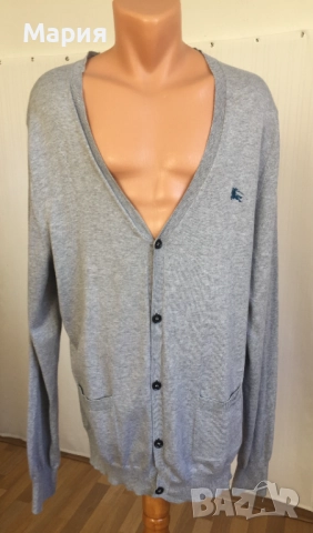 ХЛ / ХХЛ Burberry Brit Мъжка Оригинална Жилетка 100% Памук Бърбъри Брит Сива 