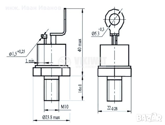 Тиристор T142-80-6 600V, 80A, снимка 2 - Друга електроника - 31658436
