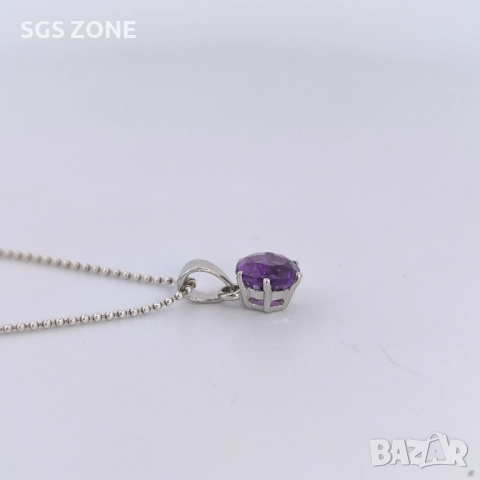 Сребърна висулка 925 със АМЕТИСТ, снимка 2 - Колиета, медальони, синджири - 51512268