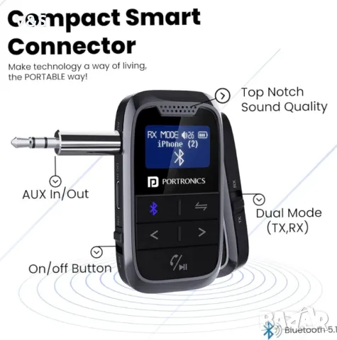 автомобилен Bluetooth предавател/приемник с дисплей, разговори със свободни ръце, Aux вход/изход, HD, снимка 7 - Други - 48452463