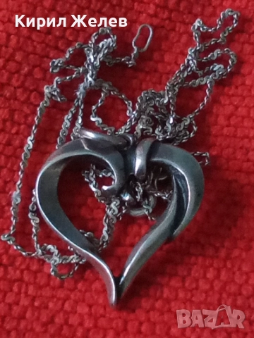 АР НУВО СРЕБЪРЕН ПЕНДАНТ СЪРЧИЦЕ ЛАКИРАНО СРЕБРО ВИСОКА ПРОБА с НЕЖНА 925 СРЕБЪРНА ВЕРИЖКА 35444, снимка 13 - Антикварни и старинни предмети - 50417137