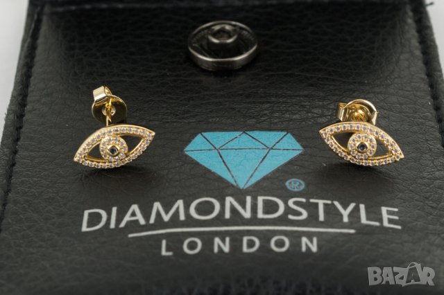 Позлатени дамски обеци с форма на Око марка Diamond style, снимка 2 - Обеци - 31577557