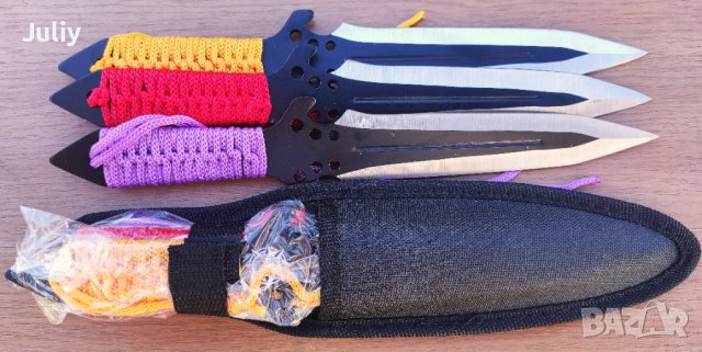Ножове за хвърляне/кунай/-тип кама-3 броя и 3 цвята, снимка 3 - Ножове - 8909176