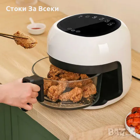 Интелигентен въздушен фритюрник 6 литра с прозрачен визуален прозорец, снимка 7 - Фритюрници - 48782171