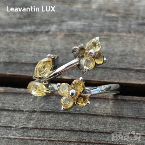 Сребърен пръстен с Цитрин , снимка 5 - Пръстени - 56518402