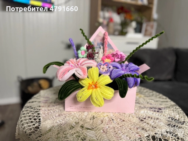 Ръчно изработен букет за всеки повод, снимка 2 - Изкуствени цветя - 54140239