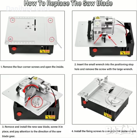 Мини настолен циркуляр, малка дървообработваща електрическа настолна циркулярна машина, снимка 3 - Триони и циркуляри - 52683064