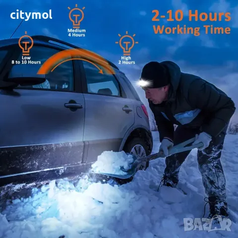 Зимна шапка с USB акумулаторно LED фенерче, снимка 4 - Шапки - 47627662