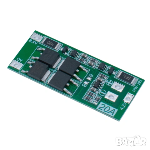 BMS платка 2S 20A за Li-Ion 18650 батерии с баланс (7.4V / 8.4V)