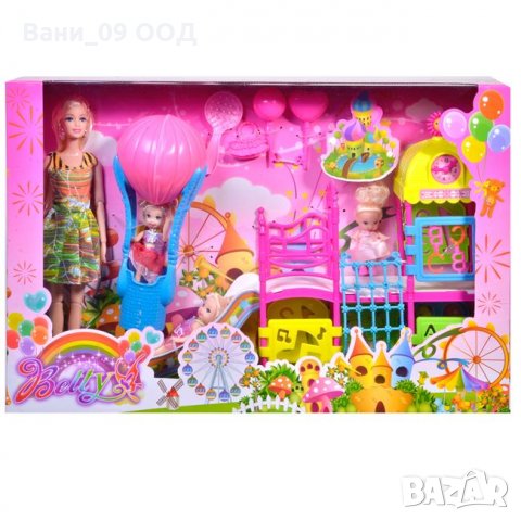 Кукла Барби с 3 бебета и детска площадка, снимка 1 - Кукли - 31280327